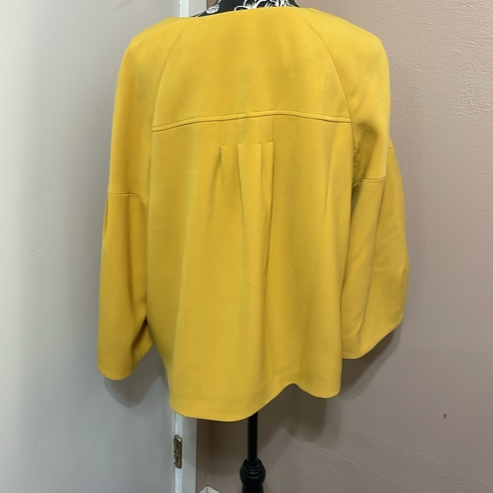 Margaret M Yellow Cape Jacket Modern Structured Design - Picture 2 of 12